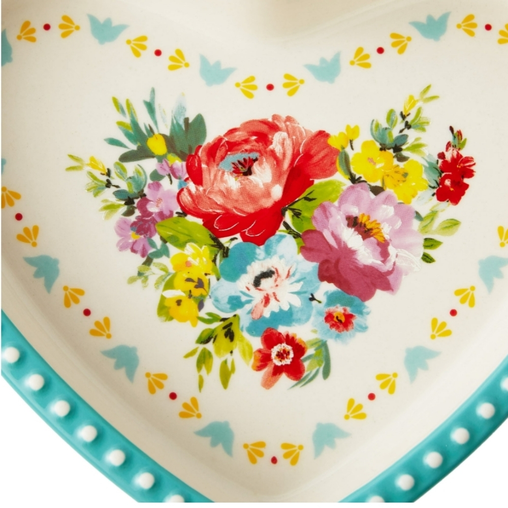 ❤️ New Pioneer Woman Heart Shaped 2-Piece Ceramic Dish - Picture 3 of 8